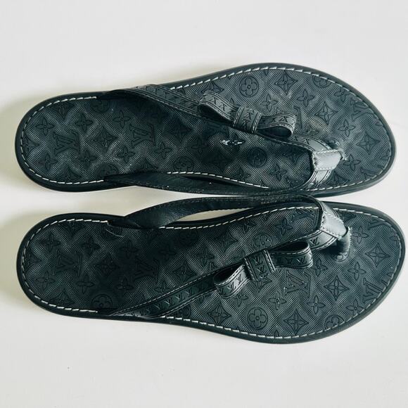 Louis Vuitton Black Rubber Ipanema Flat Thong Flip Flop Sandals Size 8.5/39 - Picture 2 of 8